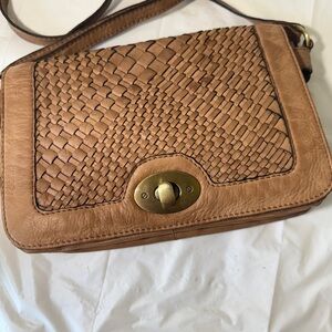 GENUINE woven LEATHER crossbody BAG,  VINTAGE LOOK BY ARTISANS IN INDIA.